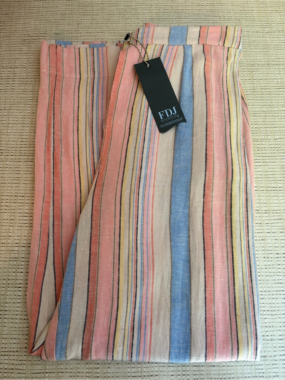 FDJ Striped Pastel Wide-Leg Linen Pants